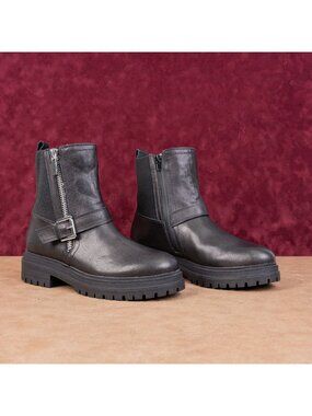 Blondo Women Garnet Waterproof Black Leather Moto Festival Party Boots size 10